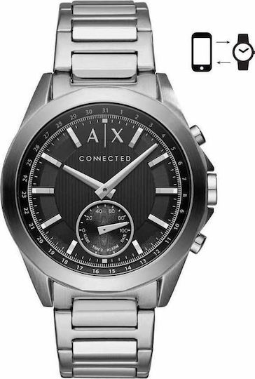 Armani Exchange Drexler Hybrid Stainless Steel 44mm Smartwatch (Silver) view 1