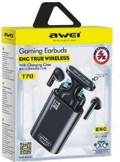 Awei T70 Earbud Bluetooth Handsfree Earphones with Sweat Resistance and Charging Case Black view 2
