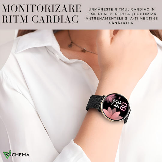 Vichema Tech Smartwatch Full Touch Amoled Hd Screen 1.43 Inch Bluetooth 5.3 Ip68 120+ Sports Modes Health Monitoring 200+ Watch Faces Voice Assistant Remote Control Notifications vue 2