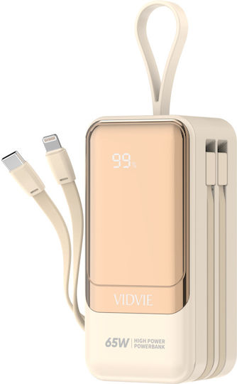 Vidvie PB798 Power Bank 20000mAh 65W with USB-A Port and 2 USB-C Ports Beige view 2