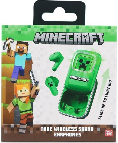 OTL Minecrarft Slide In-ear Bluetooth Handsfree Earphones with Charging Case Green view 3