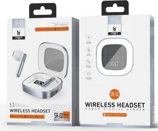 SR-02 Earbud Bluetooth Handsfree Earphones with Charging Case White view 1