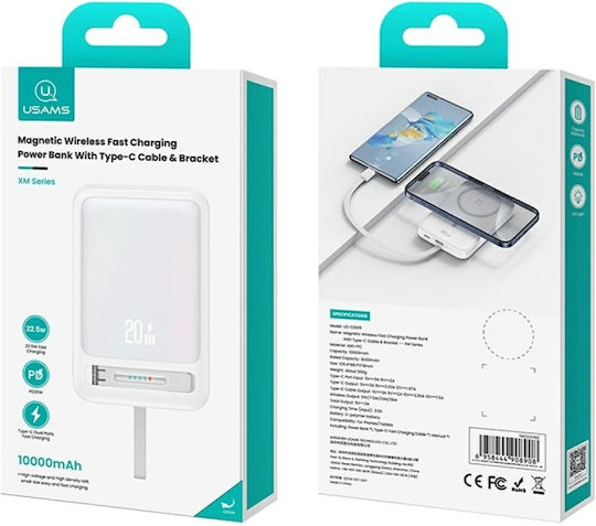 Usams XM Series CD219 MagSafe Power Bank 10000mAh 22.5W with USB-C Port Light Blue view 7