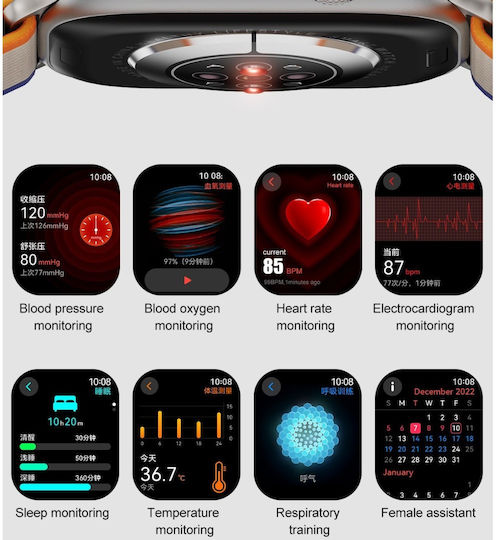 NO.1 Watch 9 with Heart Rate Monitor (Black Case / Black Silicone Strap) view 9