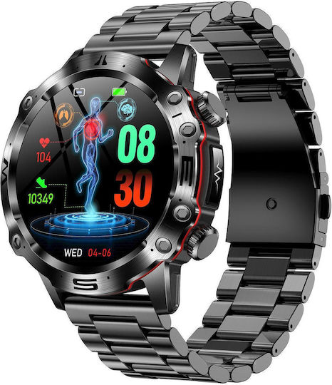 Et482 1.43 Inch Amoled Screen Sports Smart Watch Support Bluethooth Call Ecg Function Black Steel Band view 1