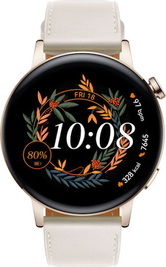 Huawei Watch GT 3 Elegant Stainless Steel 42mm Waterproof with Heart Rate Monitor (White) view 1