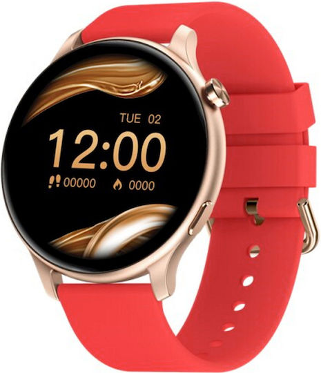 Viva Red Smartwatch Idealstore Full Hd 1.28 Inch Screen 240x240 Resolution Blood Pressure Heart Rate Monitoring Ip67 Water Resistant Bluetooth Call Message Handling Multi-sport Mode Android Ios Operating System view 1