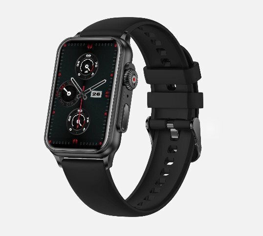 Aoke GH23 Smartwatch with Heart Rate Monitor (Black Case / Black Silicone Strap)
