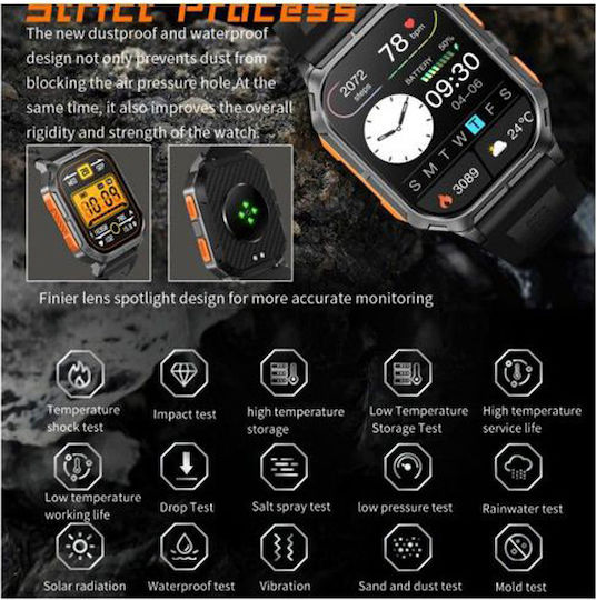 TKY-88 Smartwatch with Heart Rate Monitor (Black) view 2