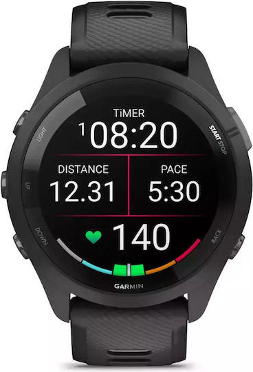 Garmin Forerunner 265 Waterproof Smartwatch with Heart Rate Monitor (Black/Powder Gray) view 1