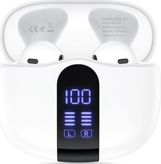 Tech-Protect Ultraboost Core G2 Earbud Bluetooth Handsfree Earphones with Charging Case White view 3
