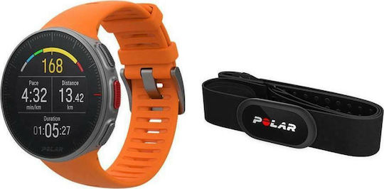 Polar Vantage V HR Stainless Steel 46mm Waterproof Smartwatch with Heart Rate Monitor (Orange) view 1