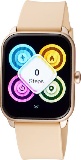 Oxette Smartwatch Gold Beige Silicone Strap 11x75-00300 view 2
