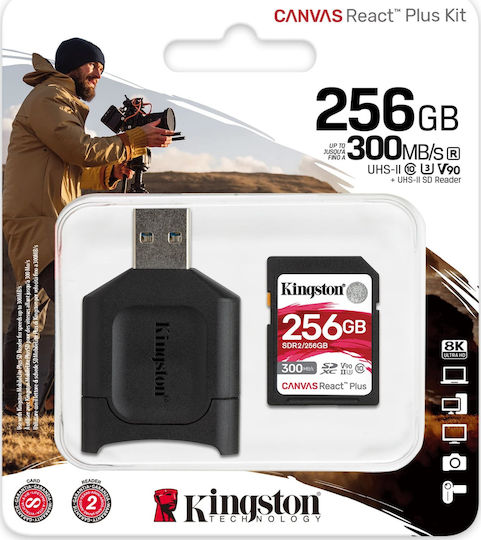 Kingston Canvas React Plus SDXC 256GB U3 V90 UHS-II 300MB/s Memory Card with USB Reader view 3