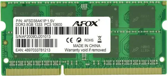 Afox DDR3 with 1x8GB Module and 1600 Speed for Laptop AFSD38AK1P-1600