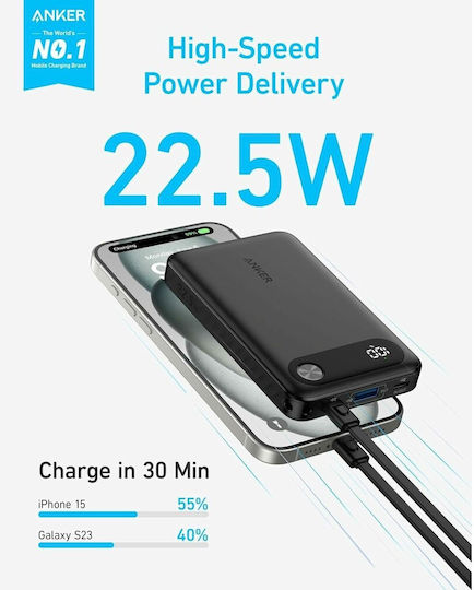 Anker PowerCore 10000mAh 22.5W with USB-A Port and 2 USB-C Ports Black view 2