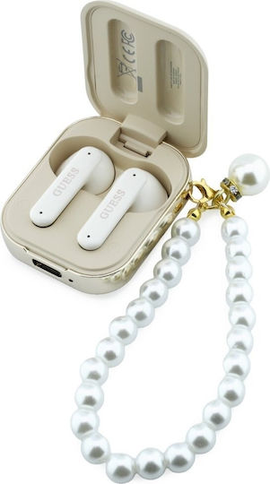Guess Pearl Strap Earbud Bluetooth Handsfree Headphones with Sweat Resistance and Charging Case Beige view 3