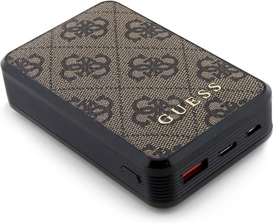 Guess Metal Logo Power Bank 10000mAh 18W with USB-A Port and USB-C Port Brown vue 6