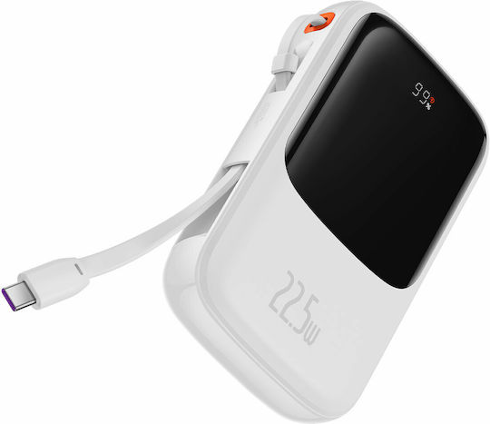 Baseus Qpow Power Bank 10000mAh 22.5W with USB-A Port and USB-C Port Power Delivery / Quick Charge 3.0 White view 2