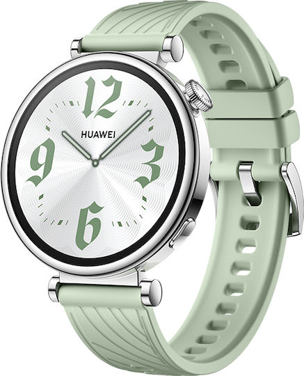 Huawei Watch GT 4 Stainless Steel 41mm Waterproof with Heart Rate Monitor (Green Fluoroelastomer Strap) view 2