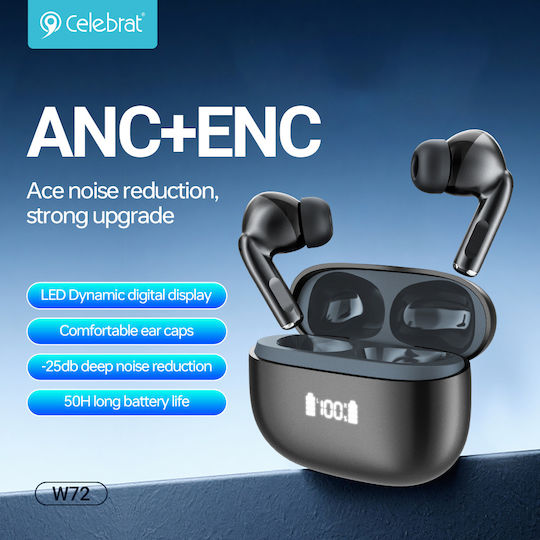 Celebrat W72 In-ear Bluetooth Handsfree Earphones with Charging Case Black view 5