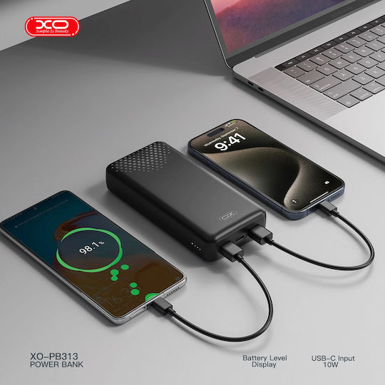 XO PB313 Power Bank 20000mAh with 2 USB-A Ports and USB-C Port Black view 3