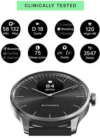 Withings ScanWatch Light Stainless Steel 37mm Waterproof with Heart Rate Monitor (Black) view 5