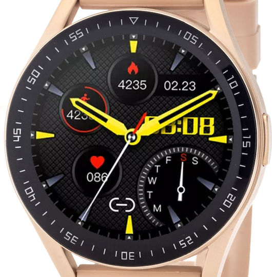 3Guys 3GW3352 45mm Smartwatch with Heart Rate Monitor (Beige) view 2