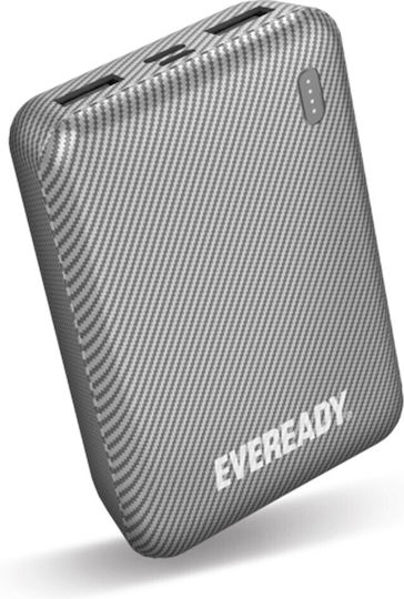 Energizer Eveready Mini Power Bank 10000mAh with 2 USB-A Ports and USB-C Port Silver