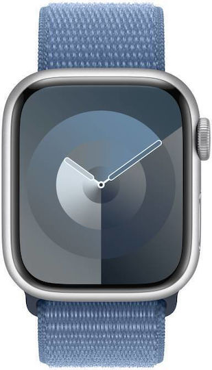Apple Watch Series 9 Cellular Aluminium 41mm Waterproof with eSIM and Heart Rate Monitor (Silver with Winter Blue Sport Loop) view 2