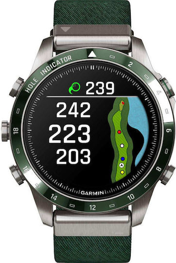Garmin MARQ Golfer (Gen 2) Titanium 46mm Waterproof Smartwatch with Heart Rate Monitor (Green)