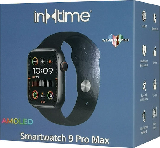 INTIME 9 Pro Max Smartwatch with Heart Rate Monitor (Black) vue 7