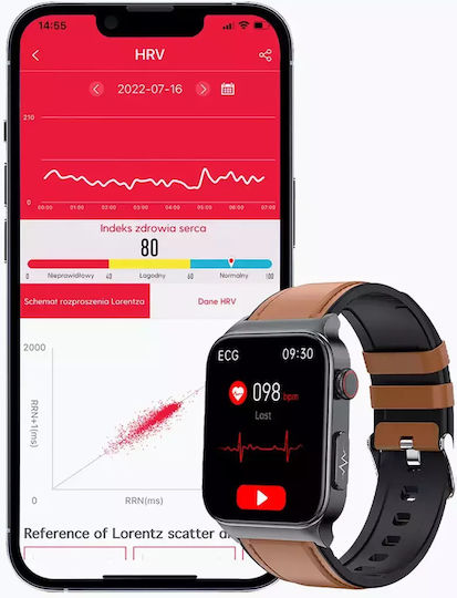 Watchmark Cardio One Smartwatch with Heart Rate Monitor (Brown) view 5