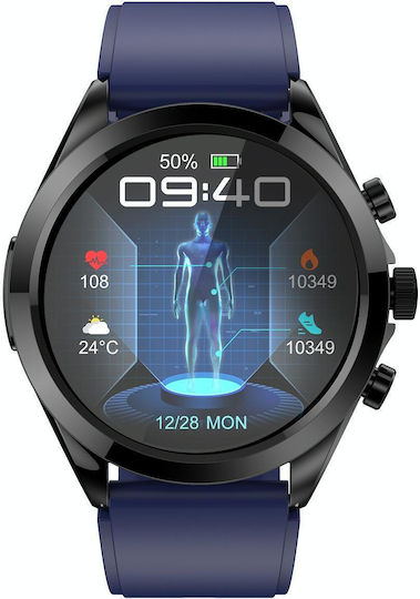 Et440 1.39 Inch Color Screen Smart Silicone Strap Watch Support Heart Rate Blood Pressure Blood Oxygen Blood Glucose Monitoring Blue view 2