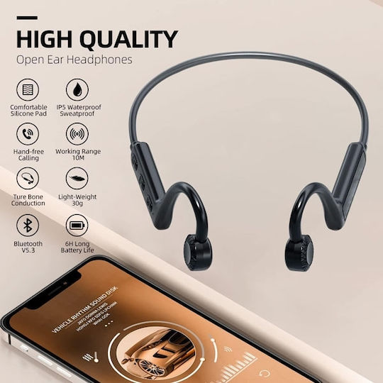 Treqa BT-32 Bone Conduction Bluetooth Handsfree Earphones Black view 4