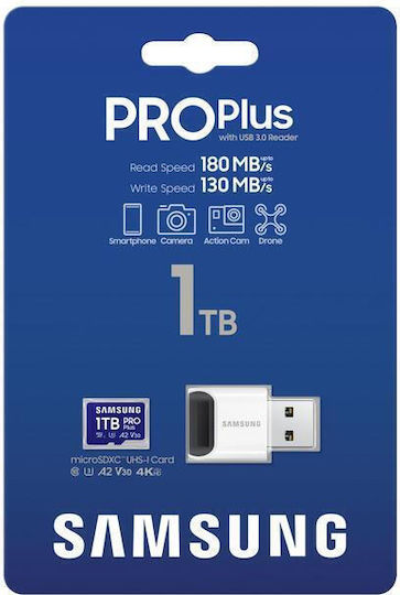 Samsung Pro Plus 2023 microSDXC 1TB U3 V30 A2 UHS-I 180MB/s with USB Reader view 5