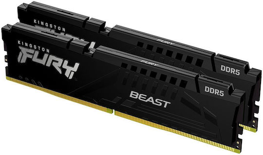 Kingston Fury Beast DDR5 64GB RAM with 2x32GB Modules and Speed 6000 for Desktop KF560C36BBEK2-64