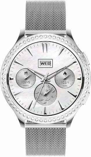 Ak53 Ip67 Bt5.2 1.32inch Smart Watch Support Voice Call Health Monitoring Style:steel Mesh Strap Silver view 3