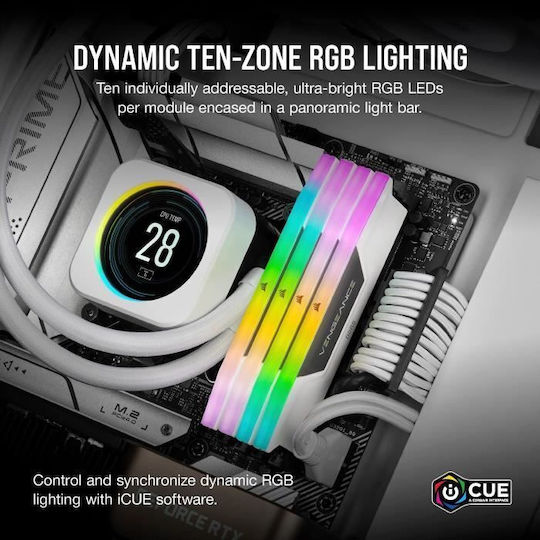 Corsair Vengeance RGB DDR5 32GB RAM with 2x16GB Modules and Speed 5200 for Desktop CMH32GX5M2B5200C40W vue 7