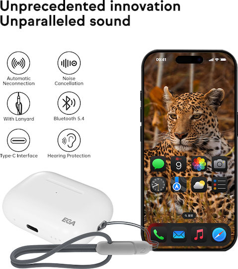 EGA ET02 Pro In-ear Bluetooth Handsfree Earphones with Charging Case White view 4