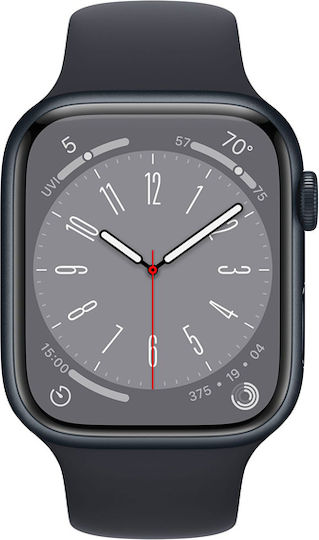 Apple Watch Series 8 Aluminium 41mm Waterproof with Heart Rate Monitor (Midnight with Midnight Sport Band) view 1
