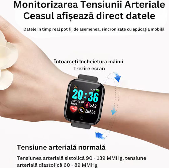Smartwatch Fitness Bracelet D&k Call Sms Social Media Notifications Physical Activity Monitoring Sleep Heart Rate Pedometer Music Player Black view 4