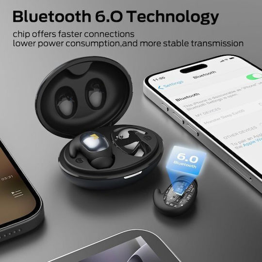 Monster Sleep Ear100 In-ear Bluetooth Handsfree Headphones with Sweat Resistance and Charging Case Black view 2