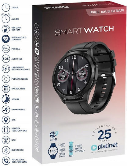 Platinet PSMART20B Smartwatch with Heart Rate Monitor (Black) view 4