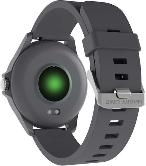 Harry Lime Aluminium 44mm Smartwatch with Heart Rate Monitor (Black / Grey Silicone) view 3