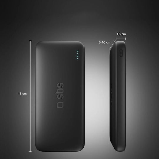 SBS Power Bank 10000mAh 10W with USB-A Port and 2 USB-C Ports Black view 6
