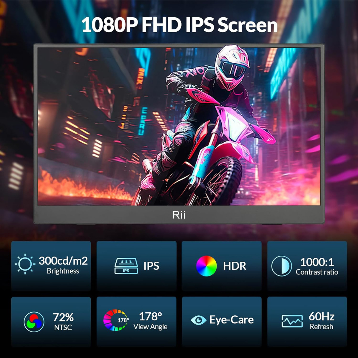 Riitek RS100 IPS HDR Portable Monitor 15.6" FHD 1920x1080 Gray view 6