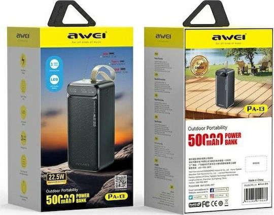 Awei PA-13 Power Bank 50000mAh 22.5W Black view 2