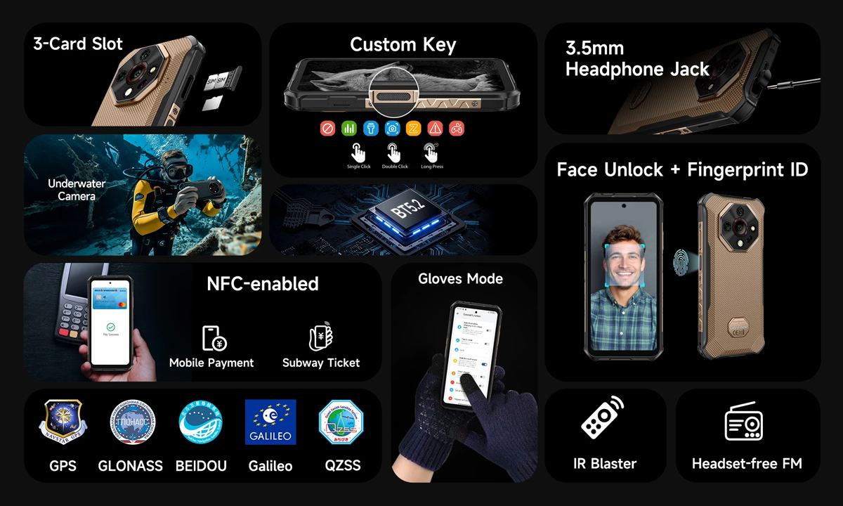 Ulefone Armor X16 Pro 5G Dual SIM (8GB/256GB) Resistant Smartphone Wasteland Shadow view 8