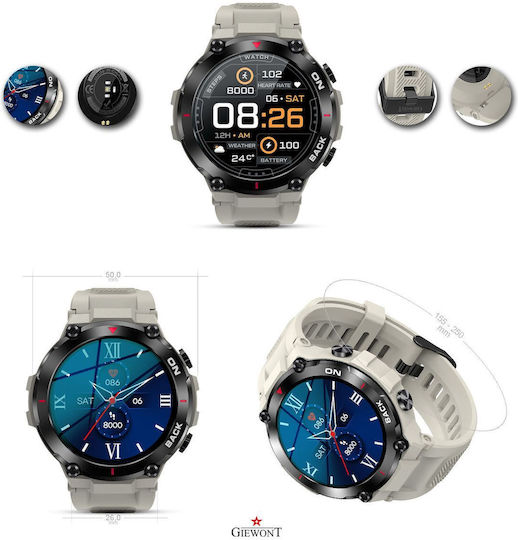 Giewont GW460 Smartwatch with Heart Rate Monitor (Light Stone) view 2